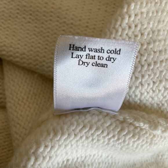 Coldwater Creek Embroidered Doves Sweater cream white mock neck angora ivory M - Picture 5 of 10